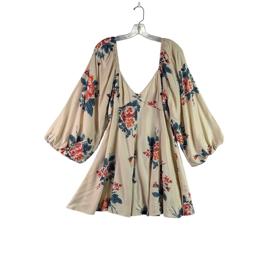 Free People Francesca Mini Dress Cream Tan Womens Large Boho Hippie